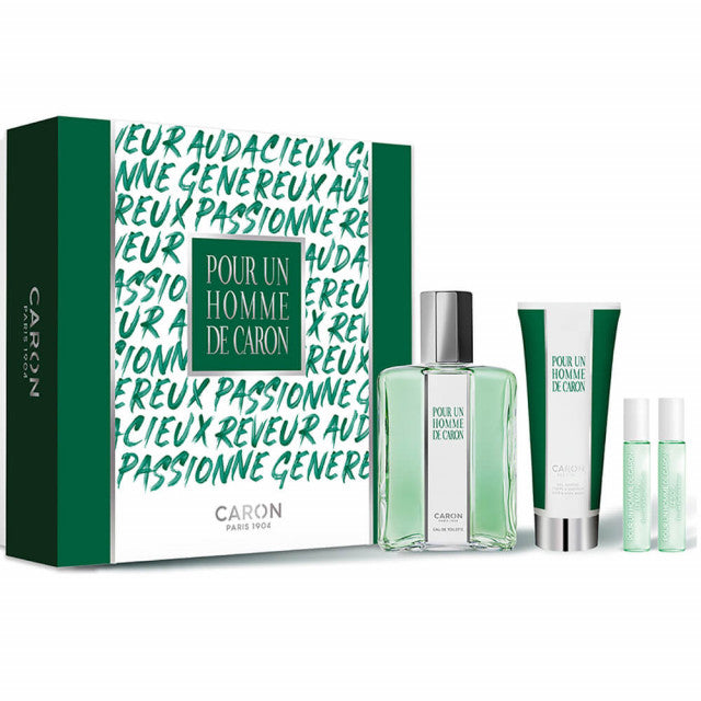 Caron - Pour un Homme | Coffret Eau de Toilette, son gel douche et ses vaporisateurs de voyage