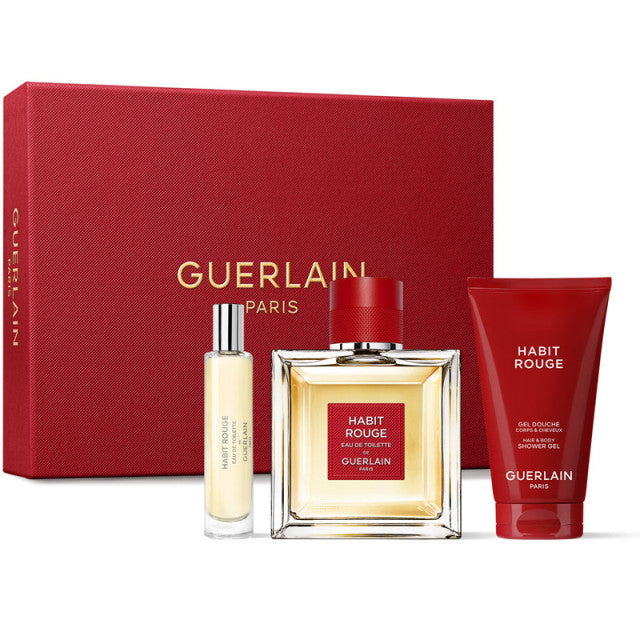 Guerlain - Habit Rouge | Coffret Eau de Toilette avec son vaporisateur de voyage et son gel douche