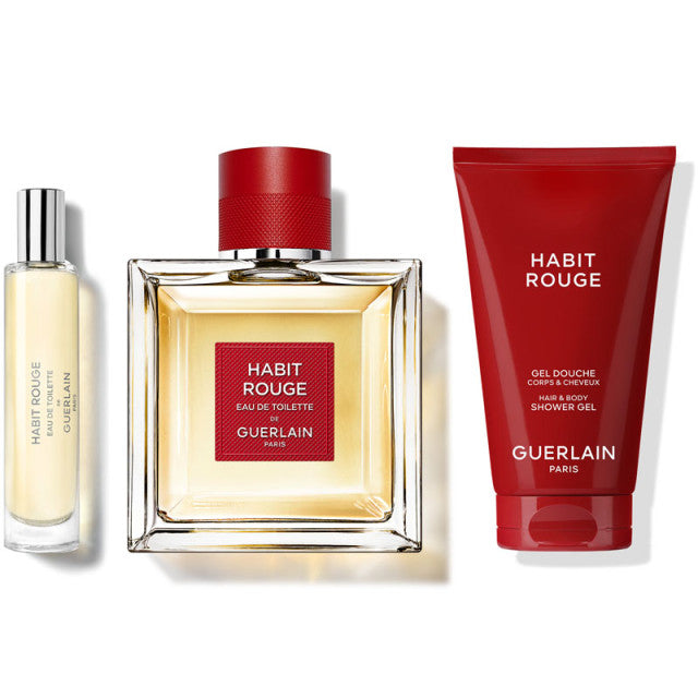 Guerlain - Habit Rouge | Coffret Eau de Toilette avec son vaporisateur de voyage et son gel douche
