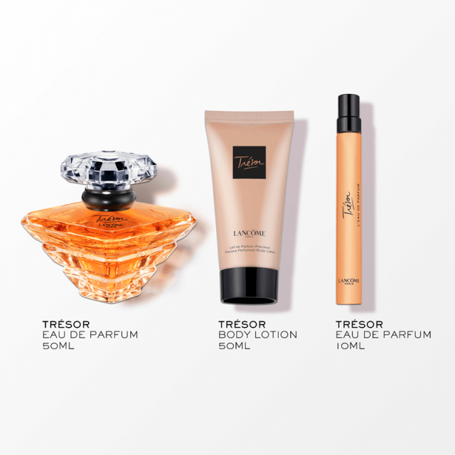 Lancôme - Trésor | Coffret Eau de Parfum avec son vaporisateur de sac et son lait corps
