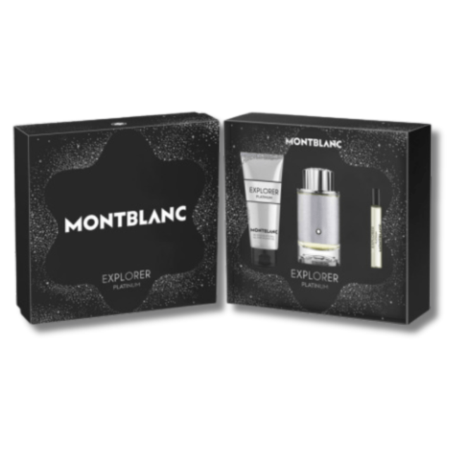 Montblanc - Explorer Platinum | Coffret Eau de Parfum avec son Vaporisateur de Voyage et son Gel Douche