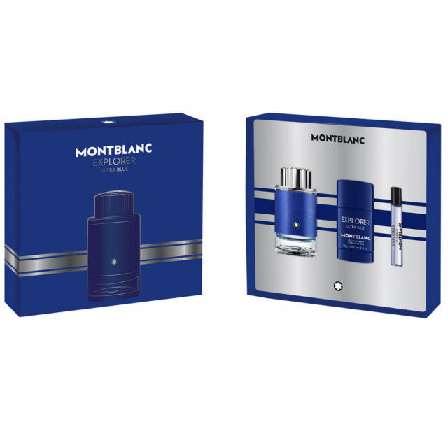Montblanc - Explorer Ultra Blue | Coffret Eau de Parfum, vaporisateur de voyage et déodorant stick