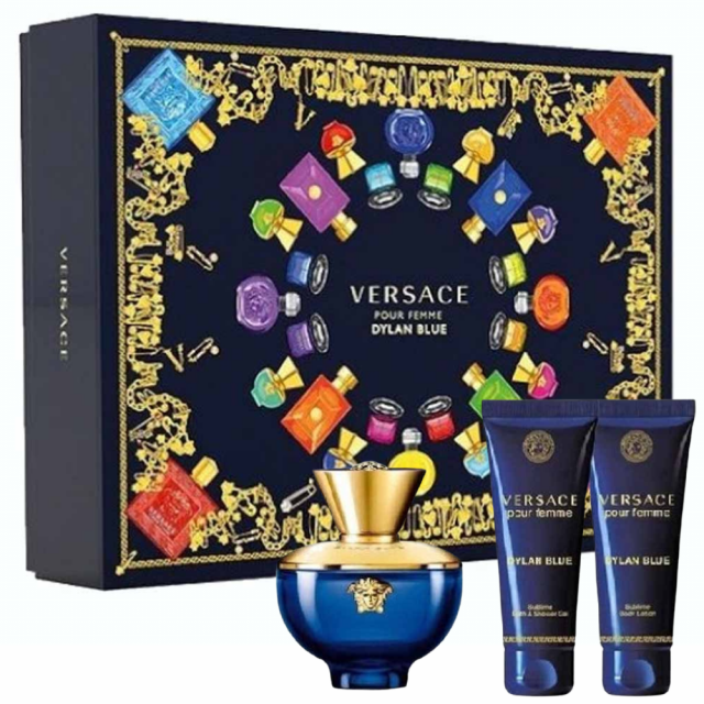Versace - Dylan Blue Pour Femme | Coffret Eau de Parfum avec son Gel Douche et son Lait Corps