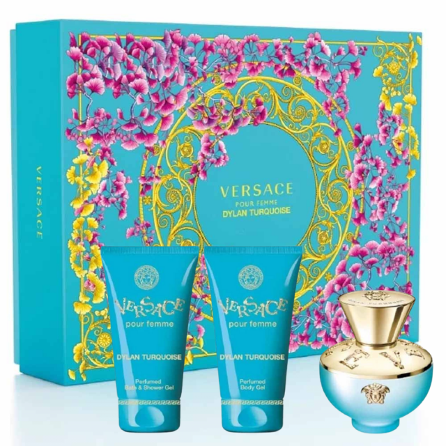 Versace - Dylan Turquoise pour Femme | Coffret Eau de Toilette avec son Gel Douche et son Gel Corps